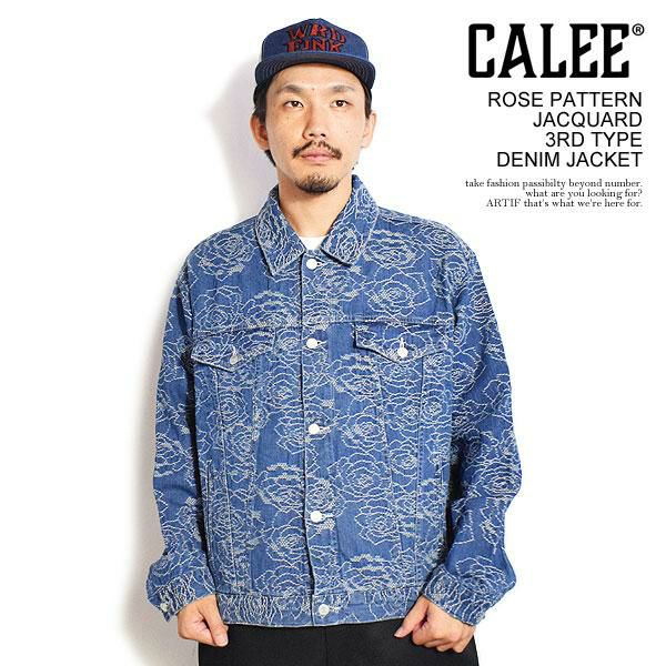 CALEE キャリー ROSE PATTERN JACQUARD 3RD TYPE DENIM JACKET