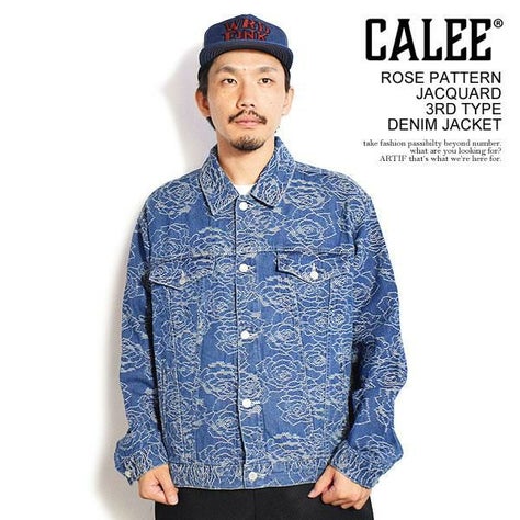 CALEE キャリー ROSE PATTERN JACQUARD 3RD TYPE DENIM JACKET