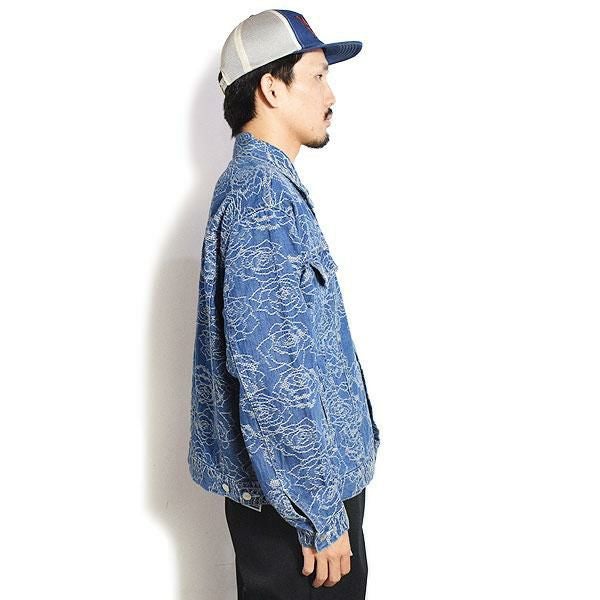 CALEE キャリー ROSE PATTERN JACQUARD 3RD TYPE DENIM JACKET