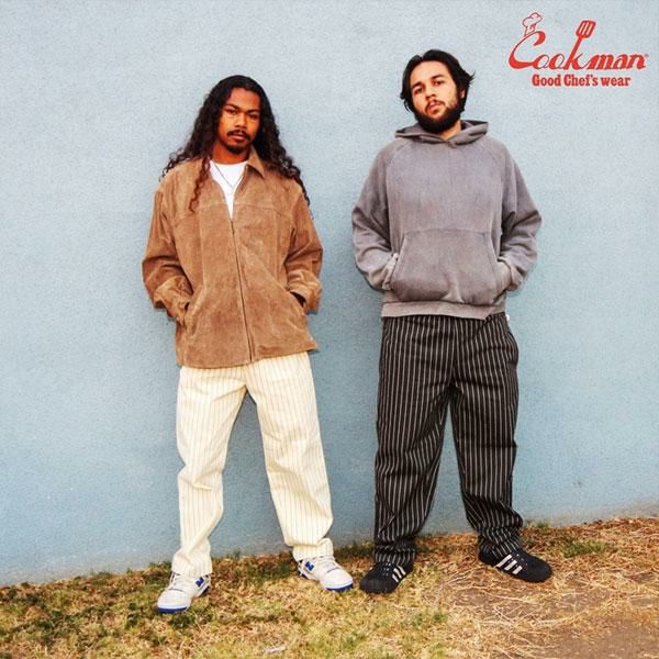 COOKMAN クックマン Chef Pants Semiwide Herringbone Stripe Charcoal
