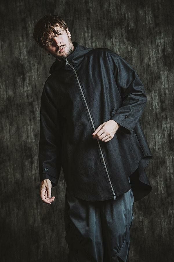 NO ID. BLACK ノーアイディー インバーテッドタックフーデッドコート