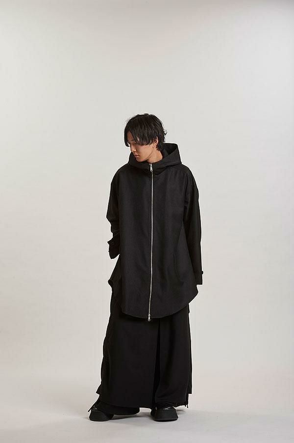 NO ID. BLACK ノーアイディー インバーテッドタックフーデッドコート