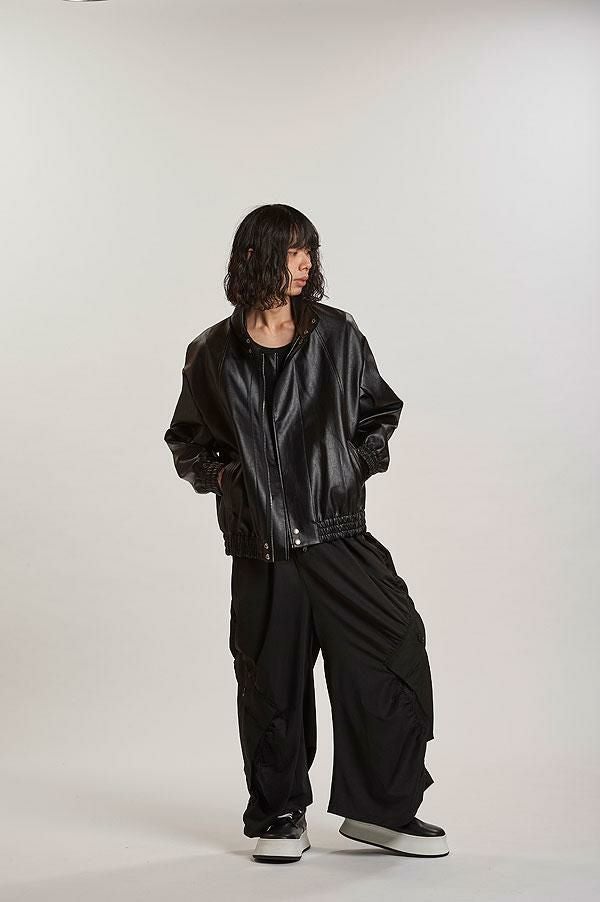 島*ム様 no id.ノーアイディー ラムバフィングトラックジャージBLZ　ラム NO ID. ノーアイディー シンセティックレザーBIGトラックBLZ