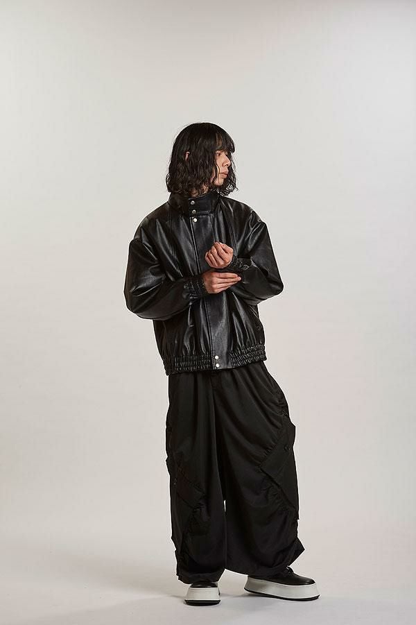 島*ム様 no id.ノーアイディー ラムバフィングトラックジャージBLZ　ラム NO ID. ノーアイディー シンセティックレザーBIGトラックBLZ