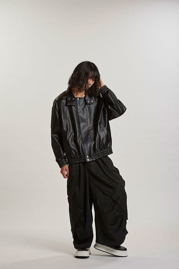 島*ム様 no id.ノーアイディー ラムバフィングトラックジャージBLZ　ラム NO ID. ノーアイディー シンセティックレザーBIGトラックBLZ