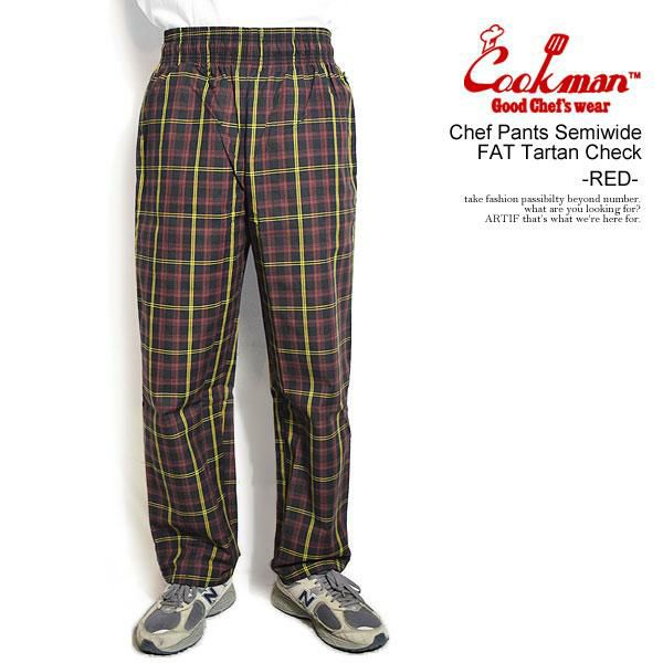 COOKMAN クックマン Chef Pants Semiwide FAT Tartan Check -RED