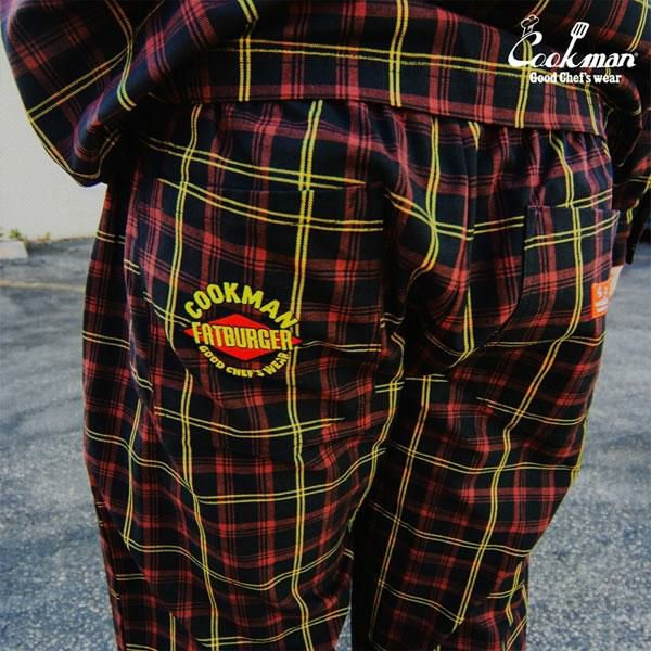 COOKMAN クックマン Chef Pants Semiwide FAT Tartan Check -RED
