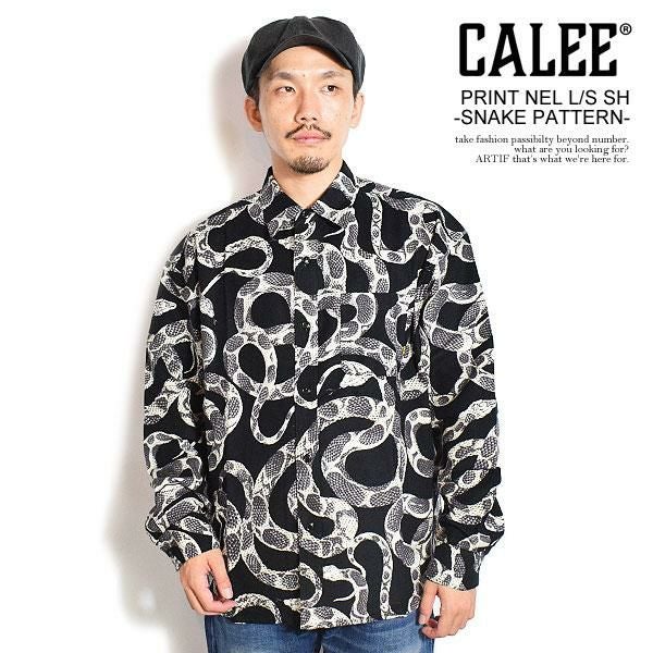 CALEE キャリー PRINT NEL L/S SH -SNAKE PATTERN-