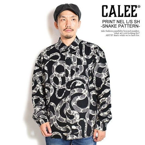 CALEE キャリー PRINT NEL L/S SH -SNAKE PATTERN-