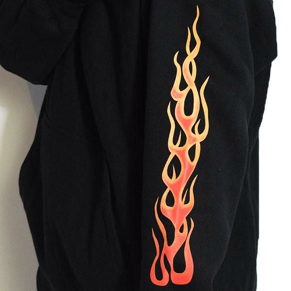 タツキ☆ ハイドアンドシーク 炎 黒 パーカー HIDE AND SEEK ハイドアンドシーク 30th Hooded Sweat Shirt