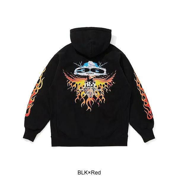タツキ☆ ハイドアンドシーク 炎 黒 パーカー HIDE AND SEEK ハイドアンドシーク 30th Hooded Sweat Shirt