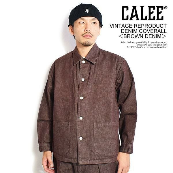 CALEE キャリー VINTAGE REPRODUCT DENIM COVERALL -BROWN DENIM-