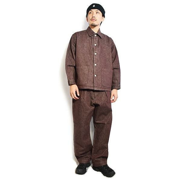 CALEE キャリー VINTAGE REPRODUCT DENIM TUCK TROUSERS -BROWN DENIM-