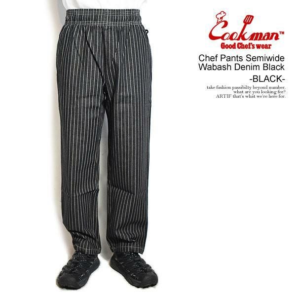 COOKMAN クックマン Chef Pants Semiwide Wabash Denim Black -BLACK