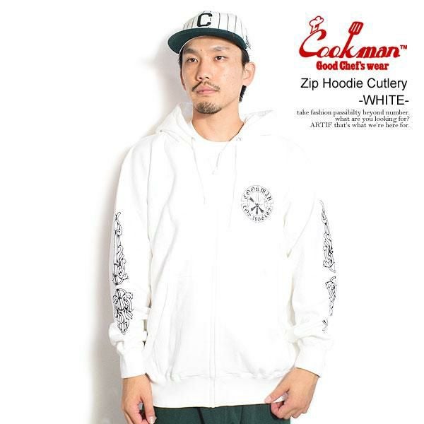 クック COOKMAN クックマン Zip Hoodie Cutlery -WHITE- | ARTIF [ストリート