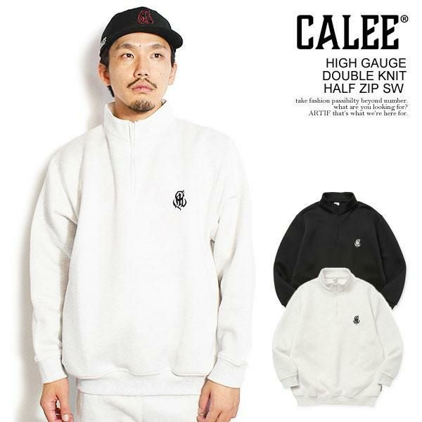 CALEE キャリー HIGH GAUGE DOUBLE KNIT HALF ZIP SW