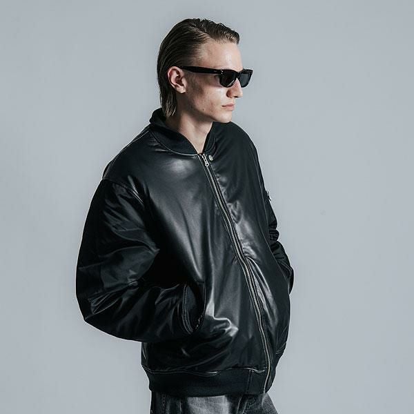 CRIMIE クライミー NYLON SLEEVE LEATHER MA1 JACKET