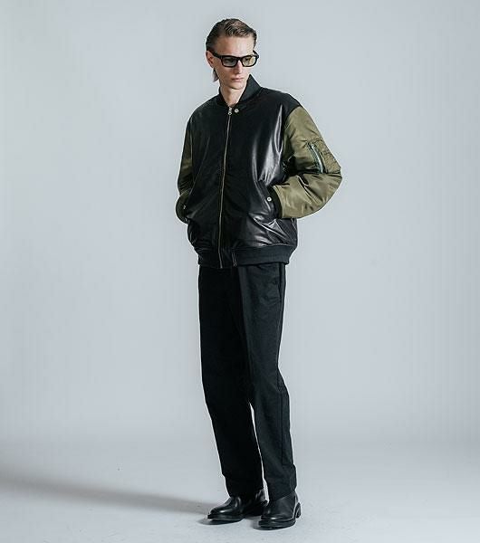 CRIMIE クライミー NYLON SLEEVE LEATHER MA1 JACKET
