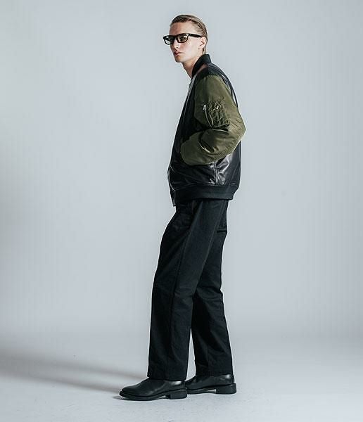CRIMIE クライミー NYLON SLEEVE LEATHER MA1 JACKET