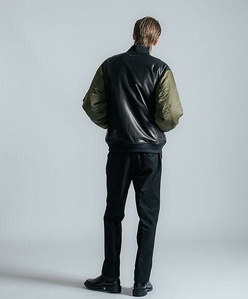 CRIMIE クライミー NYLON SLEEVE LEATHER MA1 JACKET