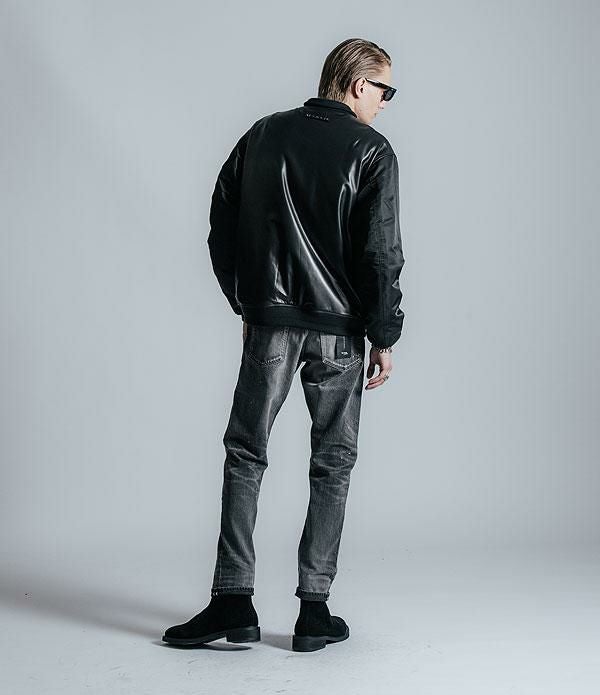 CRIMIE クライミー NYLON SLEEVE LEATHER MA1 JACKET