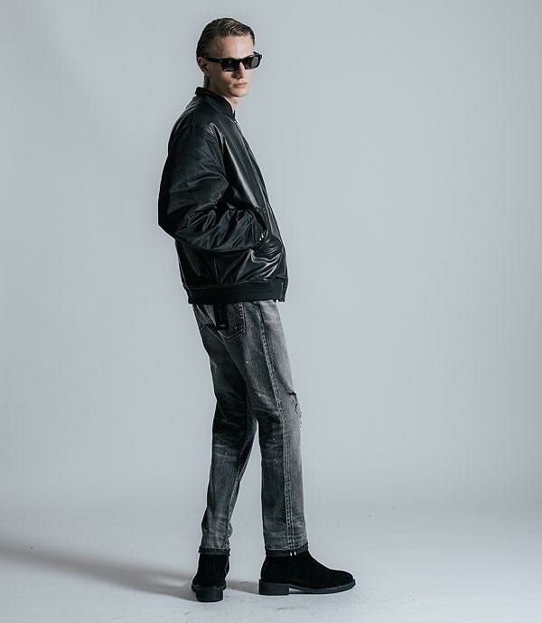 CRIMIE クライミー NYLON SLEEVE LEATHER MA1 JACKET