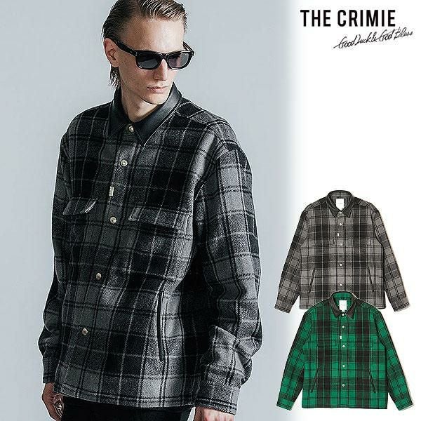 CRIMIE クライミー LEATHER COLLAR CHECK CPO SHIRT