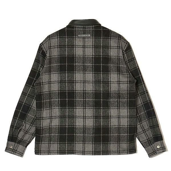 CRIMIE クライミー LEATHER COLLAR CHECK CPO SHIRT