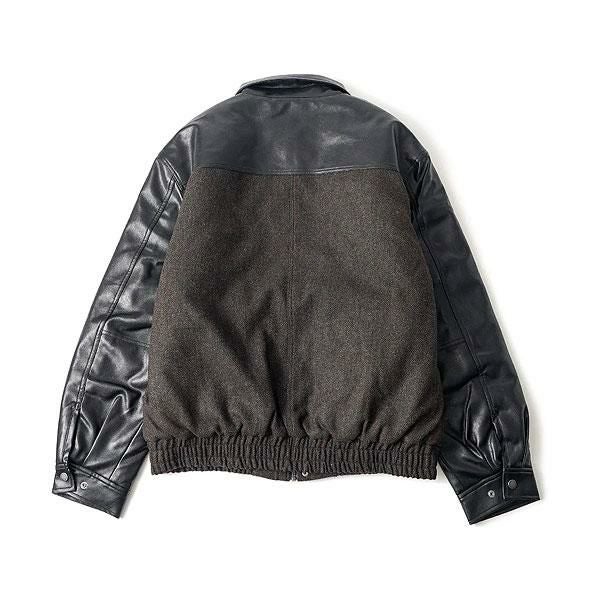 SUBCIETY サブサエティ Tweed and faux leather blouson