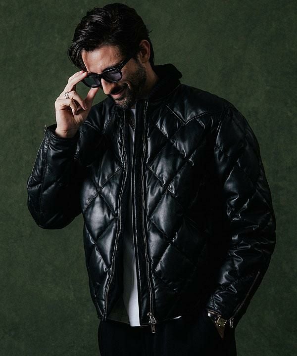 CRIMIE クライミー DIAMOND QUILT LAMB LEATHER DOWN JACKET