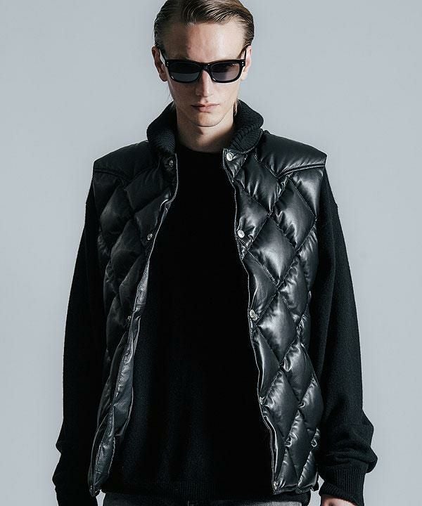 CRIMIE クライミー DIAMOND QUILT LAMB LEATHER DOWN VEST