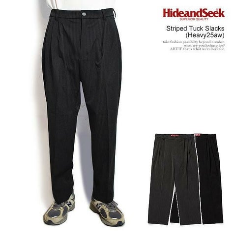 HIDE AND SEEK ハイドアンドシーク Striped Tuck Slacks (Heavy25aw)