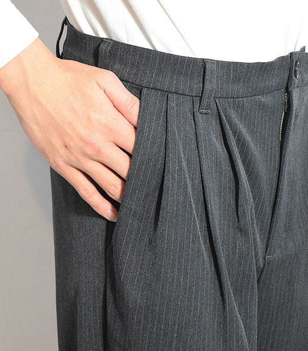 HIDE AND SEEK ハイドアンドシーク Striped Tuck Slacks (Heavy25aw)