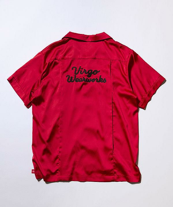 ふりーるVIRGOwearworks Vネック ドローストリング つなぎ VIRGOwearworks ヴァルゴウェアワークス LUXE BOWLING SATIN SHIRT