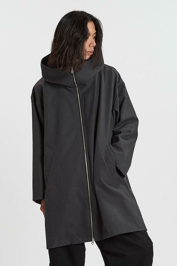 NO ID. BLACK ノーアイディー フーデッドBIGハーフコート