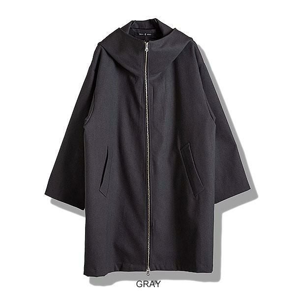 NO ID. BLACK ノーアイディー フーデッドBIGハーフコート