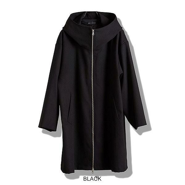 NO ID. BLACK ノーアイディー フーデッドBIGハーフコート
