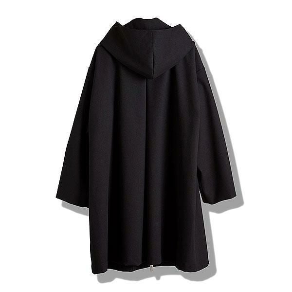 NO ID. BLACK ノーアイディー フーデッドBIGハーフコート