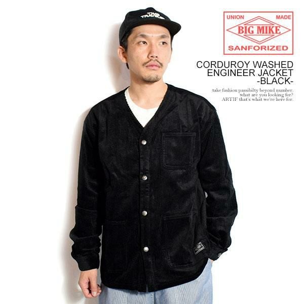 BIG MIKE ビッグマイク CORDUROY WASHED ENGINEER JACKET -BLACK-