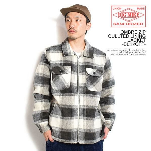 BIG MIKE ビッグマイク OMBRE ZIP QULLTED LINING JACKET -BLK×OFF-