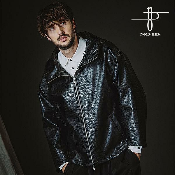 美品✨NO ID.　ラムバフィングフーデッドBLZ　レザージャケット　M　黒 2026 春 先行予約 1月中旬入荷予定 NO ID. ノーアイディー