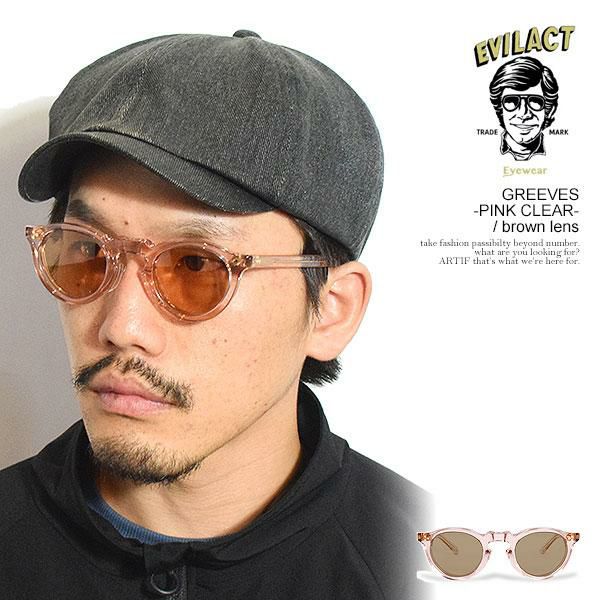 バイクウェア・装備 evilact GREEVES pink clear / brown lens EVILACT EYEWEAR イーブルアクト アイウェア GREEVES -PINK CLEAR