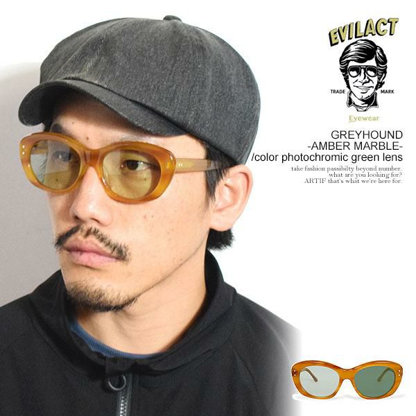 EVILACT EYEWEAR イーブルアクト アイウェア GREYHOUND -AMBER MARBLE
