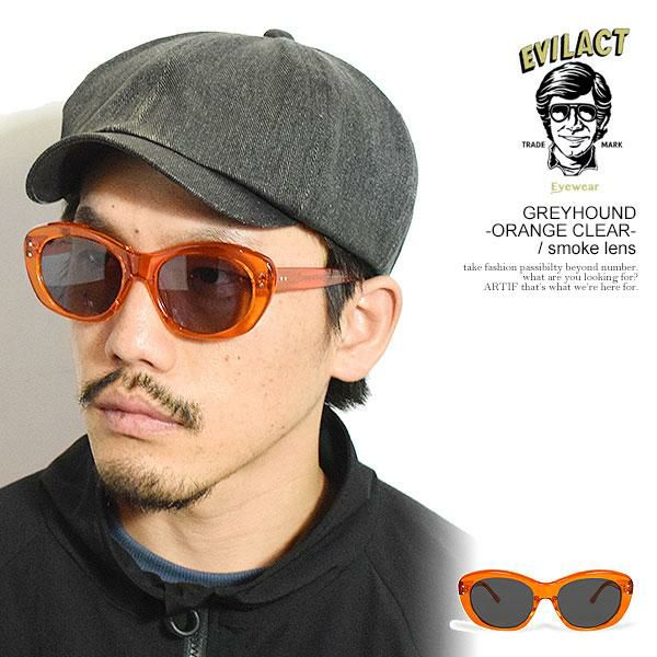 EVILACT EYEWEAR イーブルアクト アイウェア GREYHOUND -ORANGE CLEAR