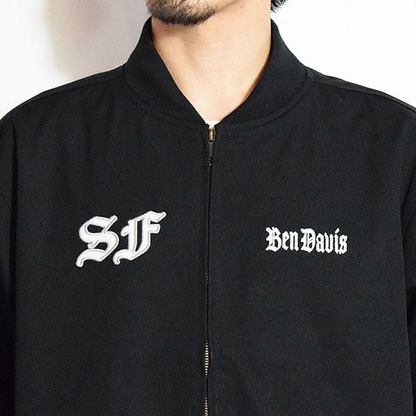 BEN DAVIS ベンデイビス MECHANIC EMB RIBBED JACKET -BLACK-