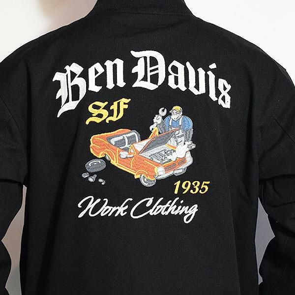 BEN DAVIS ベンデイビス MECHANIC EMB RIBBED JACKET -BLACK-