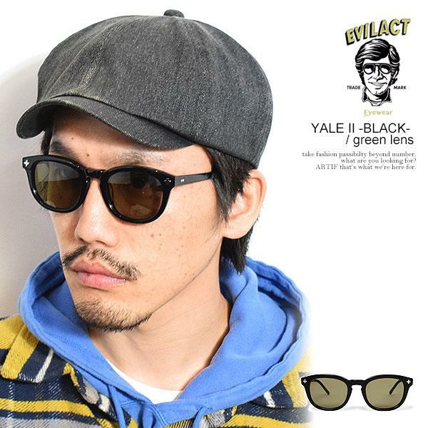 EVILACT EYEWEAR イーブルアクト アイウェア YALE II -BLACK- / green lens