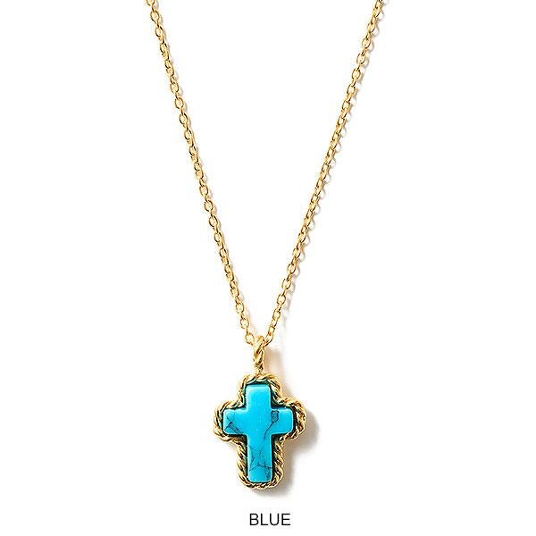 CRIMIE クライミー STONE CROSS SILVER NECKLACE 24KDP