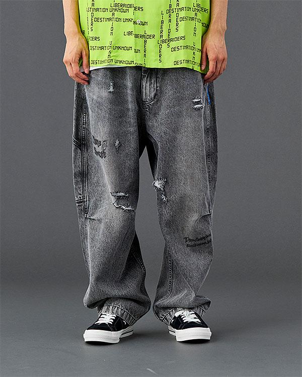 Liberaiders リベレイダース DAMAGED DENIM SARROUEL PANTS | ARTIF