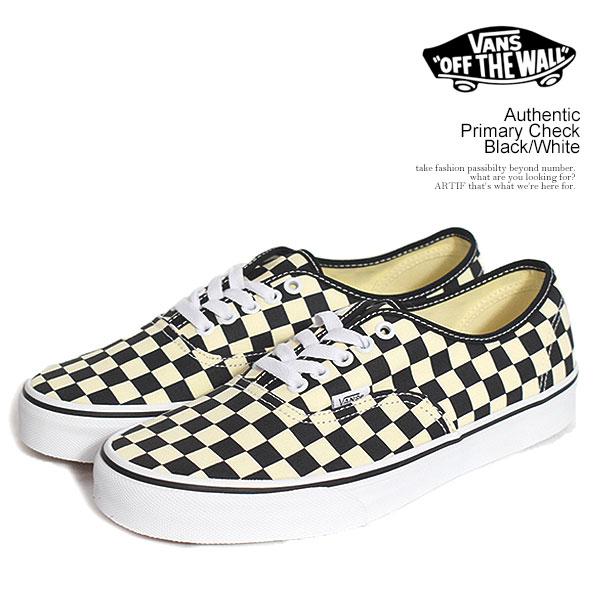VANS ヴァンズ Authentic Primary Check Black/White